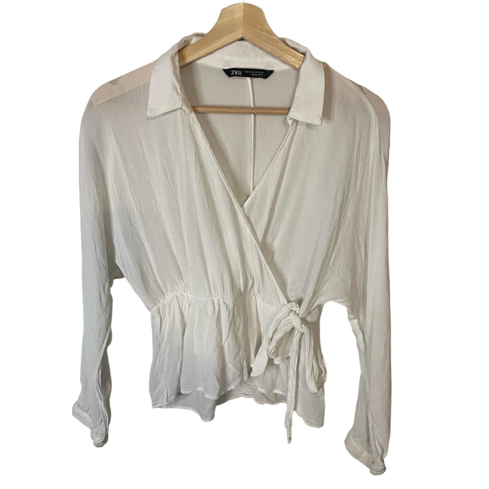 Zara white wrap top XS